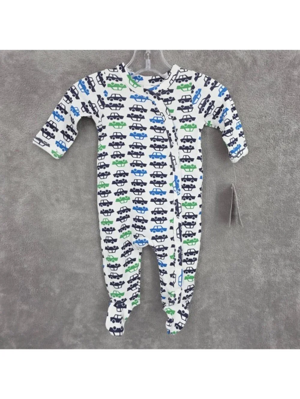 Nordstrom Newborn One Piece Bodysuit Cars Blue Green Snap Close Cotton Baby New